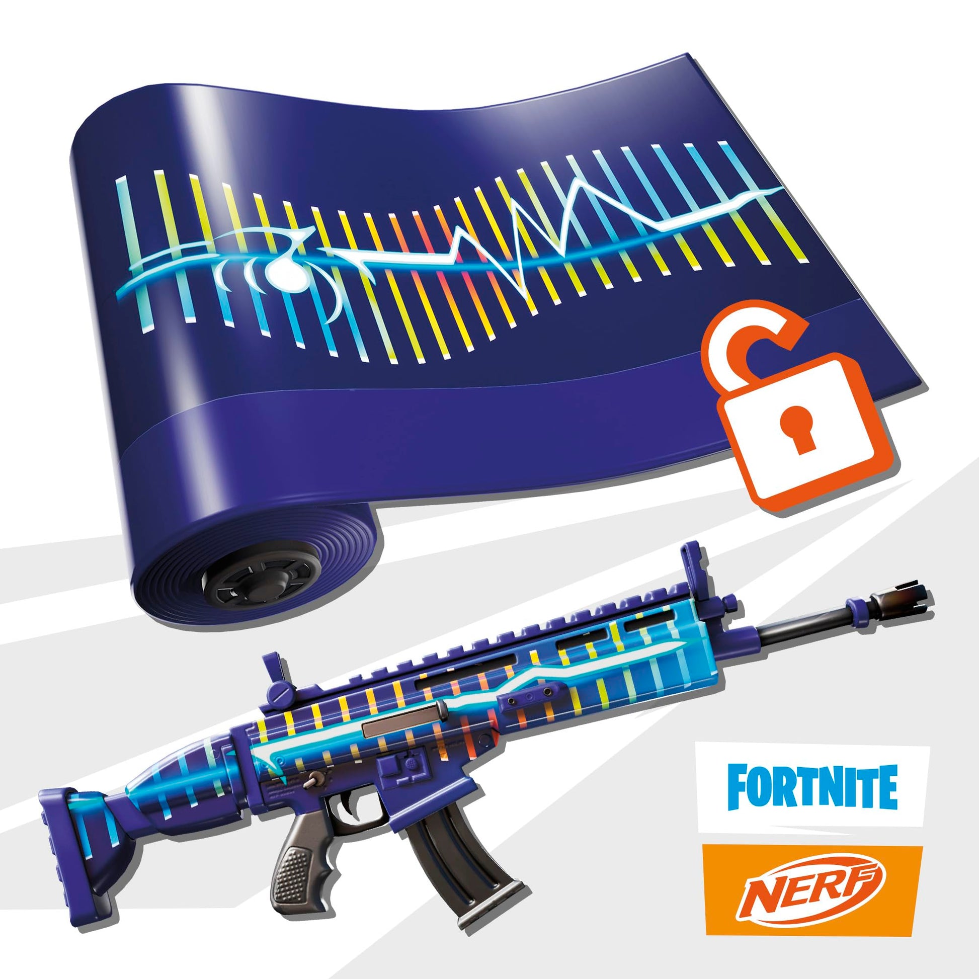 Nerf Fortnite Blue Shock Blaster, 10 Dart Clip, 10 Elite Nerf Darts, Includes Bonus Code To Unlock The Beat Wrap in the Game, Motorized Dart Blaster
