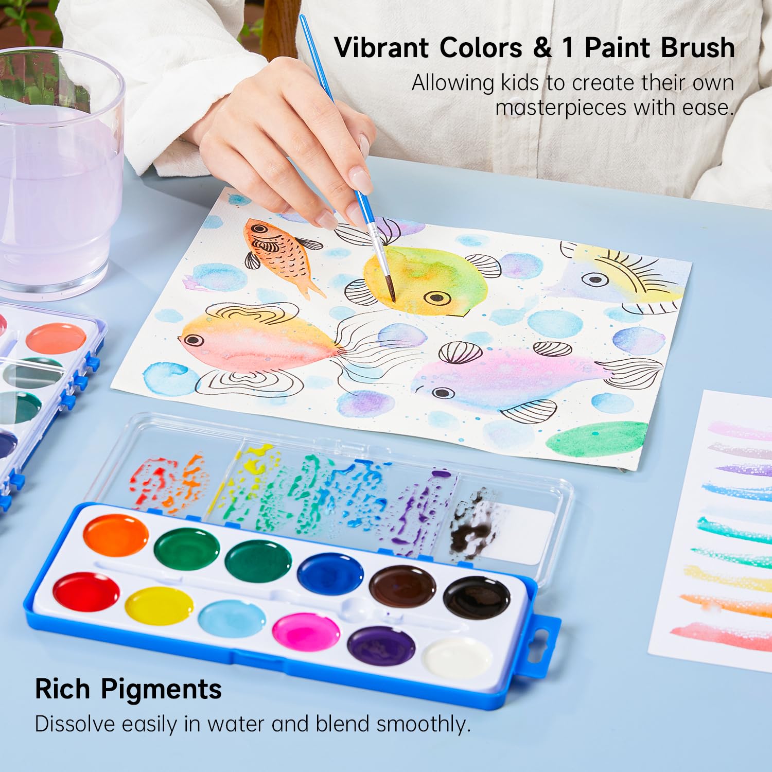 Shuttle Art 30 Pack Watercolor Paint Set Bulk, 12 Colors Watercolor Paint Set bulk with Paint Brushes for Kids and Adults, Washable Paint
