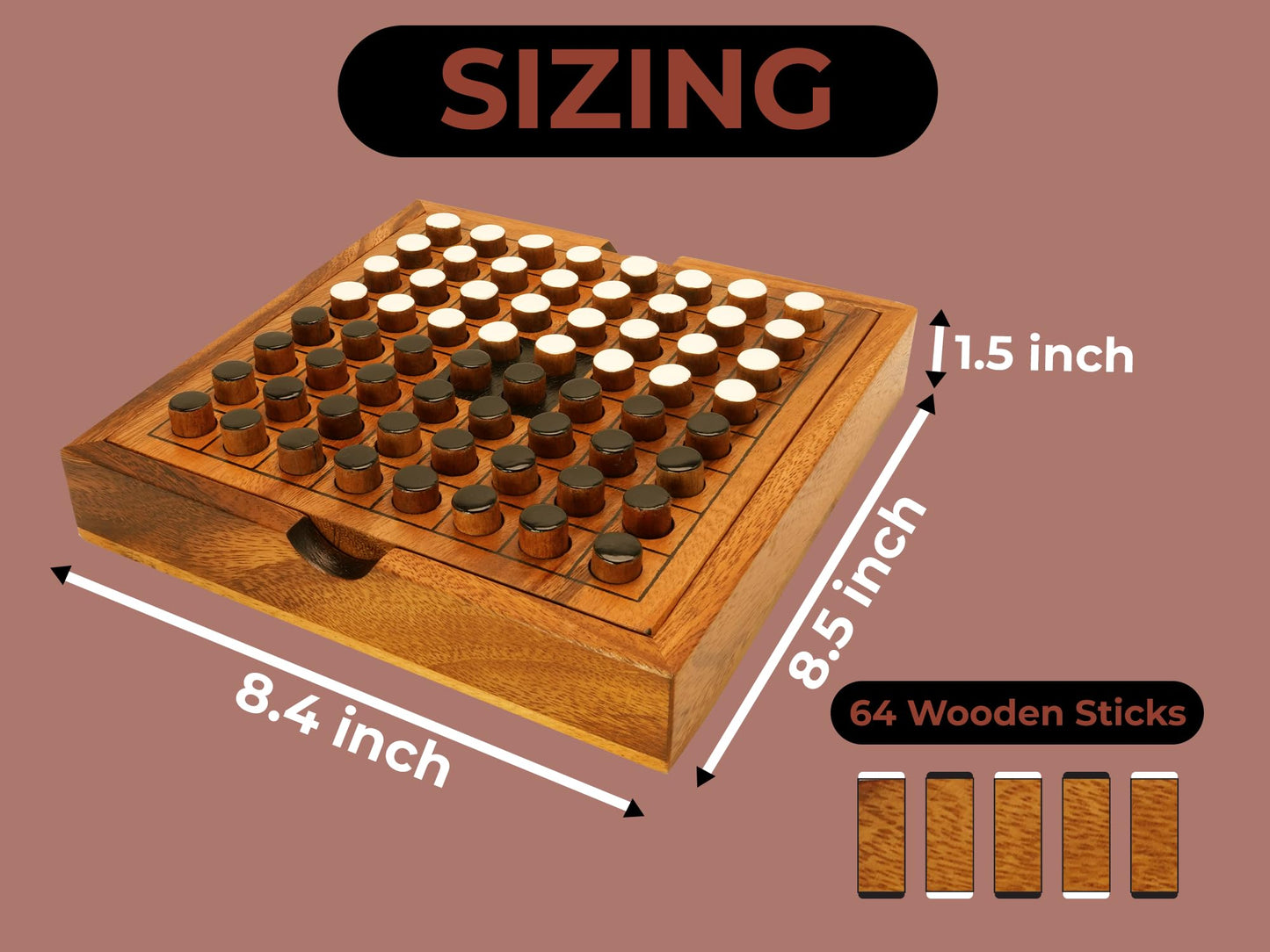 BSIRI Wooden Reversi Othello Board Game Classic Strategy Games of Family for Adults and Senior Wood Black and White Pieces and Great Gifting