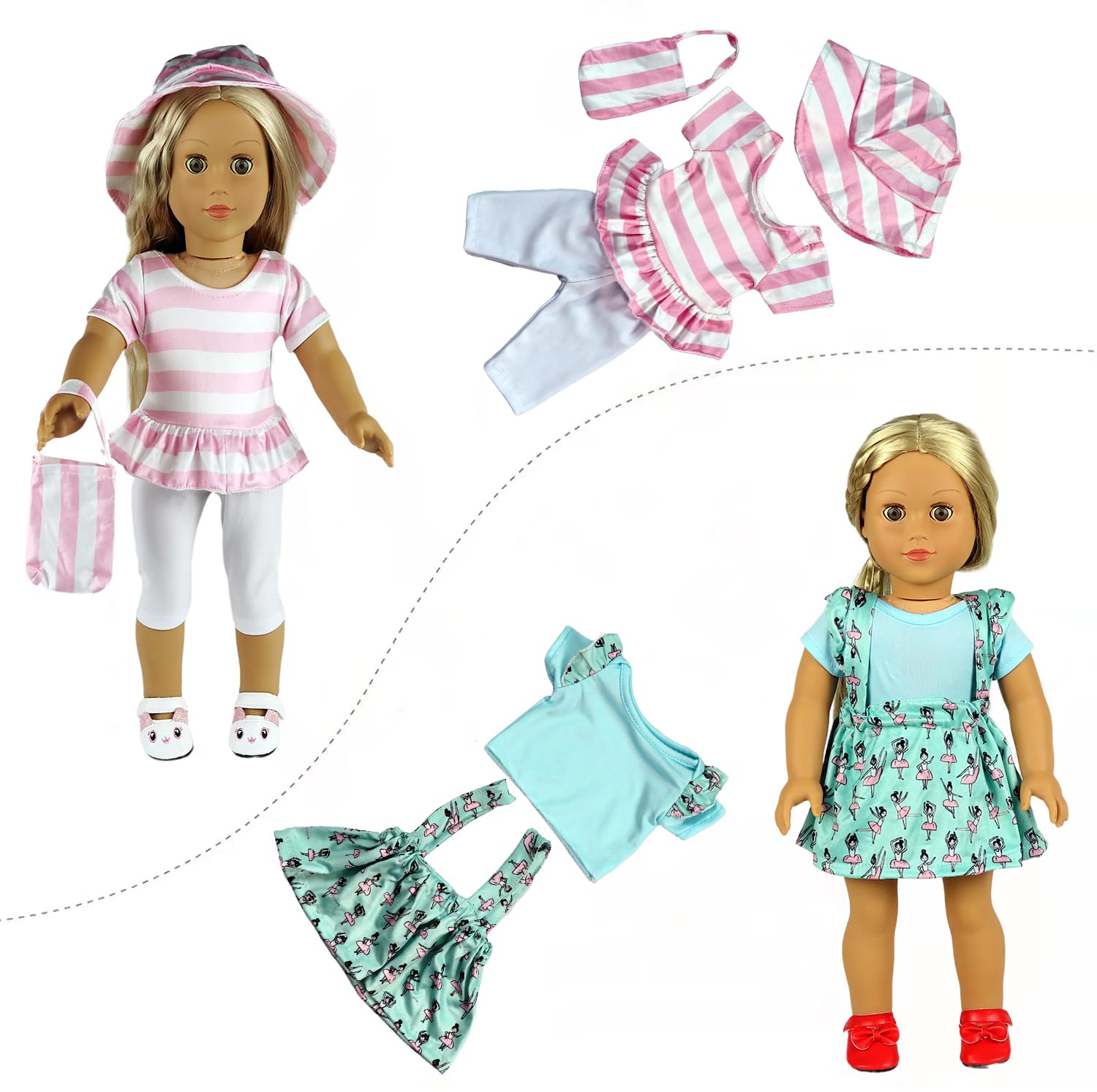 ReeRaa 20 pcs Clothing for Dolls 18 inch Doll Clothes and Accessories for American 18 inch Girl Doll Clothes Gift Including 10 Complete Sets