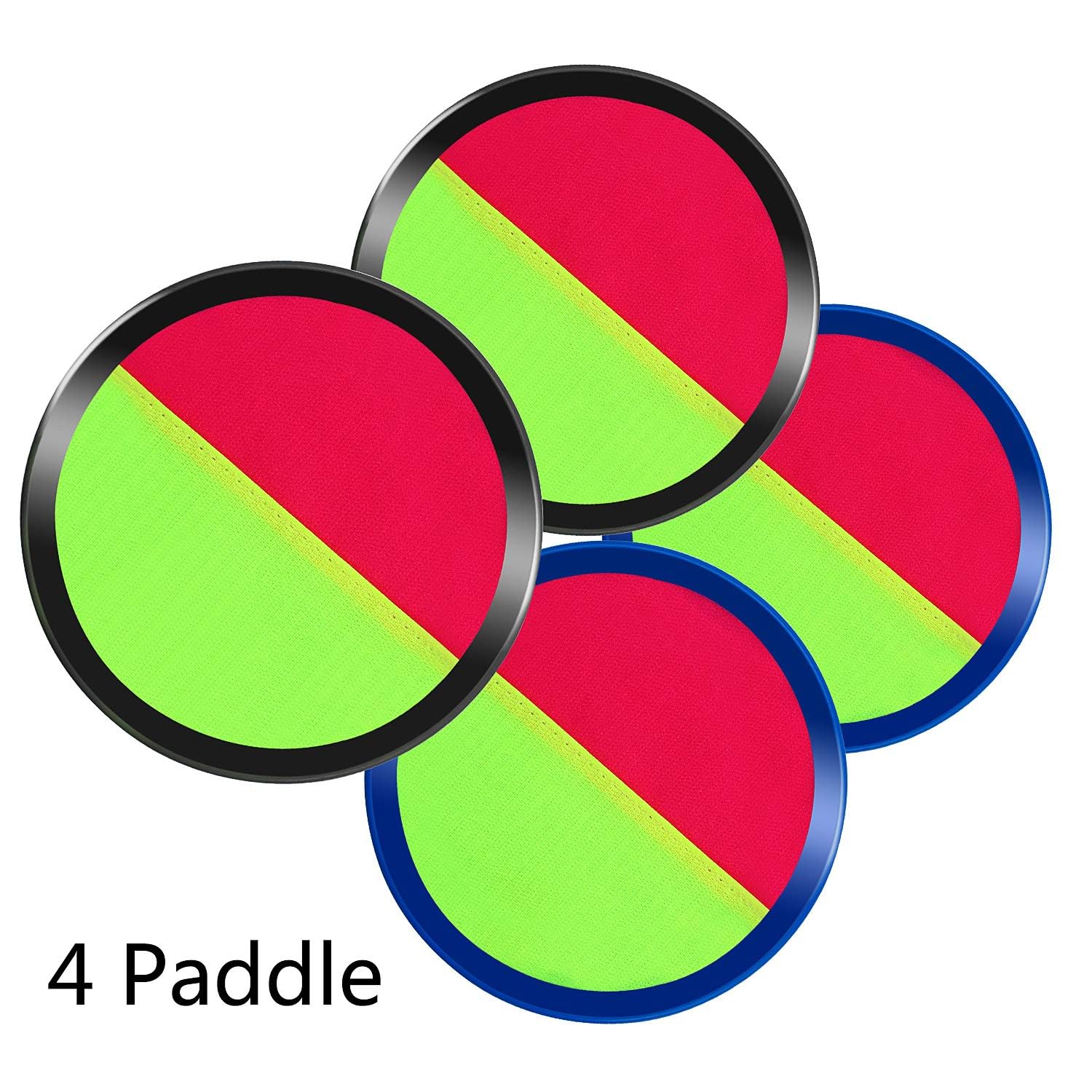 Aneco Paddle Catch Ball and Toss Game Set Disc Toss and Catch Paddle Game with 1 Storage Bag, 4 Paddles and 6 Balls (2 Big Balls and 4 Small Balls)