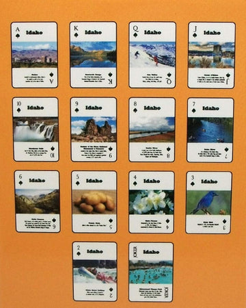 Saddle Mountain Souvenir Idaho Souvenir Playing Cards - 52 Fun Facts & Images, All Ages, Modern Style, Unisex, English, 1 Count, Pack of 52 Image