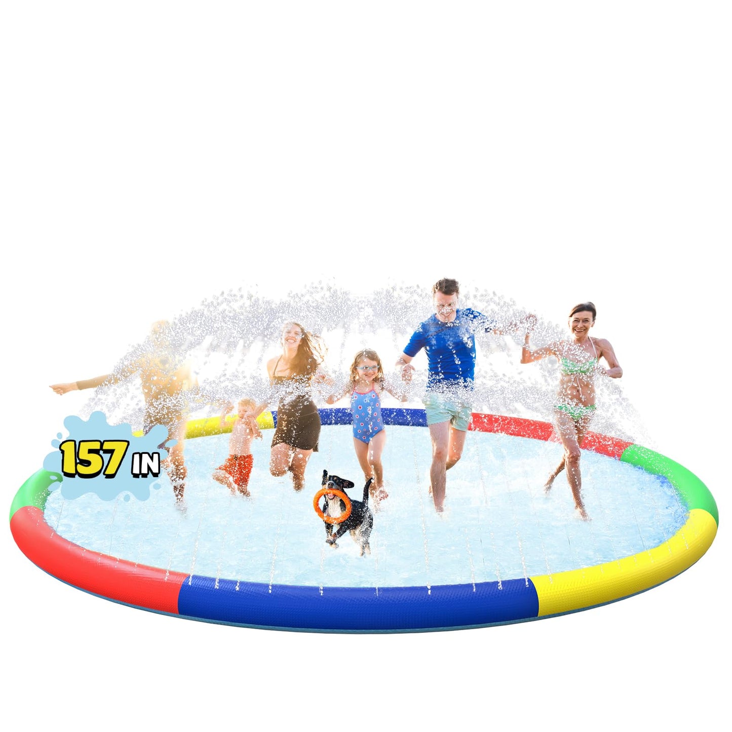 ODOSOLA 13 FT Large Splash Pad for Kids Ages 4-8, Non-Slip Baby Splash Pads for Toddlers, Oversized Kids Sprinklers for Yard, Heavy Duty Kid Pools