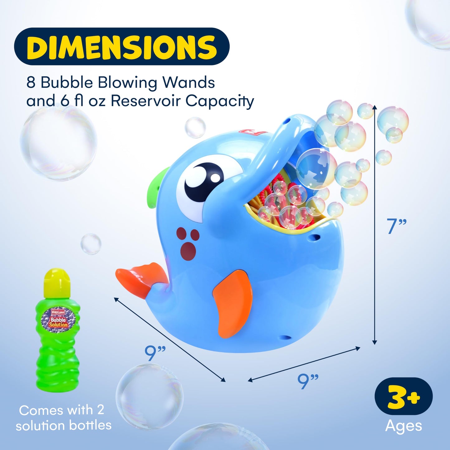 Kidzlane Bubble Maker Machine for Kids - Big Bubbles Speed Blower for Toddler's Outdoor Party Play - Makes 500 to 1000 per Minute (Bubble Dolphin)