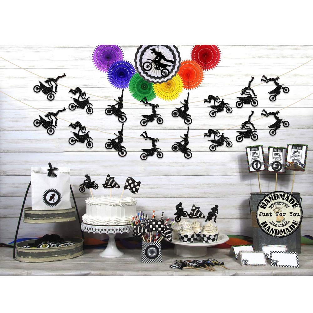 Motorcycle Theme Banner Garland, Motorcycle Party Decorations