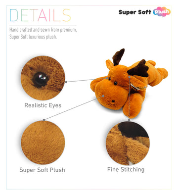 DolliBu Plush Moose Stuffed Animal Pillow Size - Super Soft Animal for Kids, Cozy Nap Buddy, Floor Pillow for Kids and Toddlers, Jumbo Hugging Plush