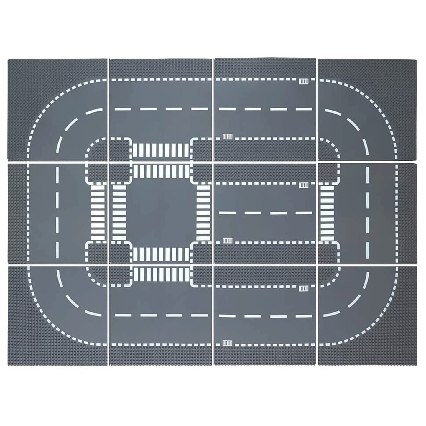 Homikidy Road Base Plates for City Street Building Block, 12 Street Plates, 10"x10" Road Baseplates