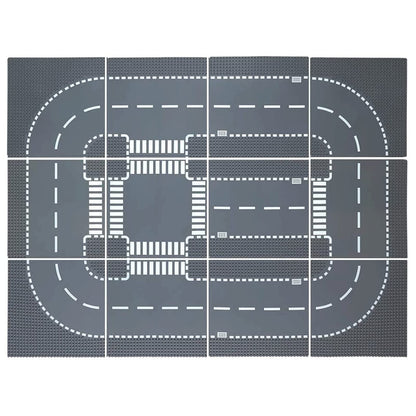 Homikidy Road Base Plates for City Street Building Block, 12 Street Plates, 10"x10" Road Baseplates