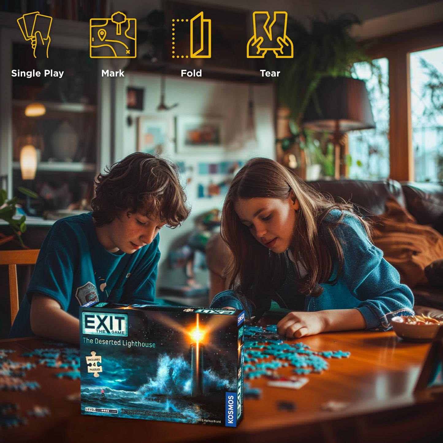 EXIT: The Deserted Lighthouse (With Jigsaw Puzzle) | Exit: The Game - A Kosmos Game | Family-Friendly, Jigsaw Puzzle-Based at-Home Escape Room
