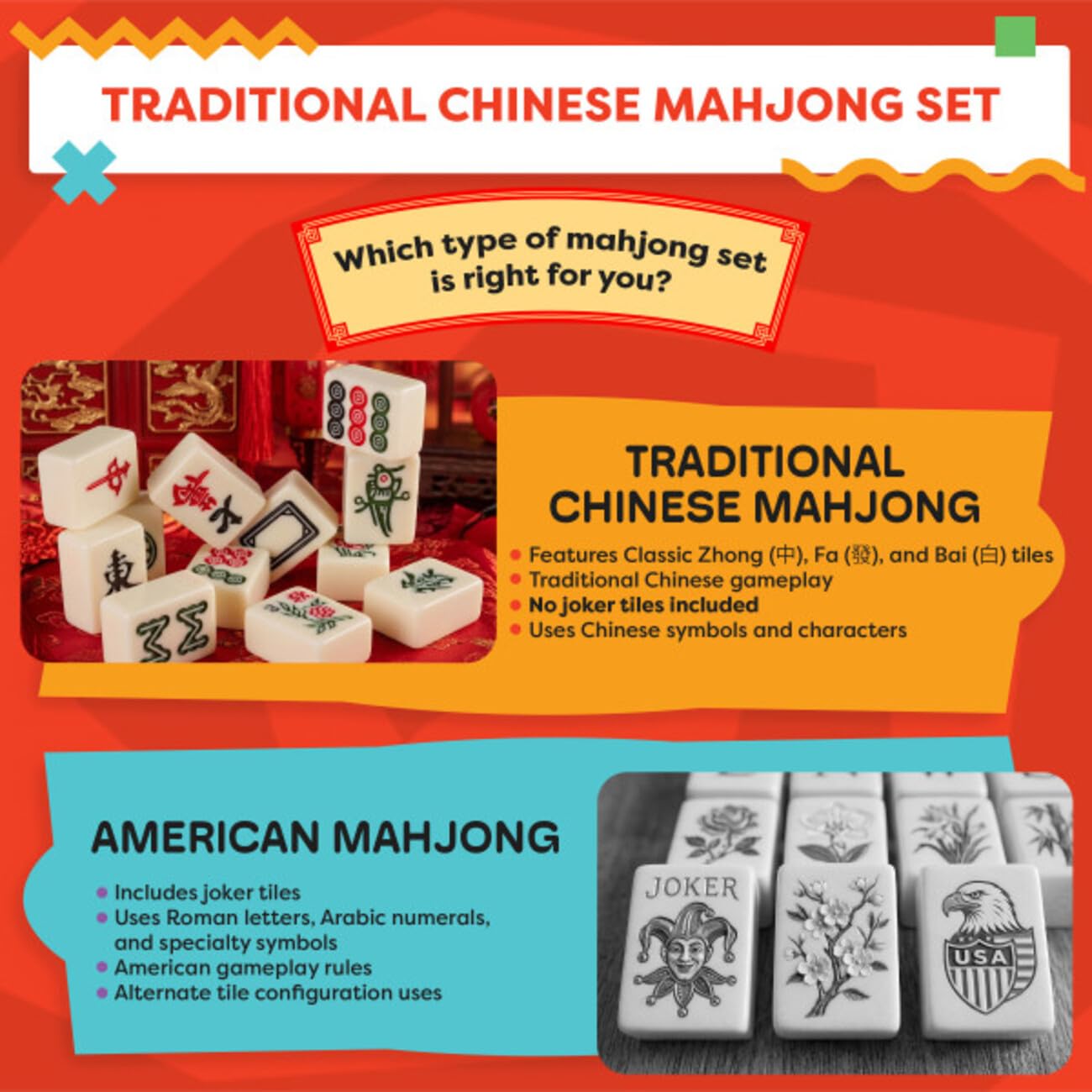 HEY! PLAY! Chinese Mahjong Set with Ornate Storage Case - Traditional Mahjong Tile Game with 146 Engraved Tiles and Two Dice for Adults and Kids