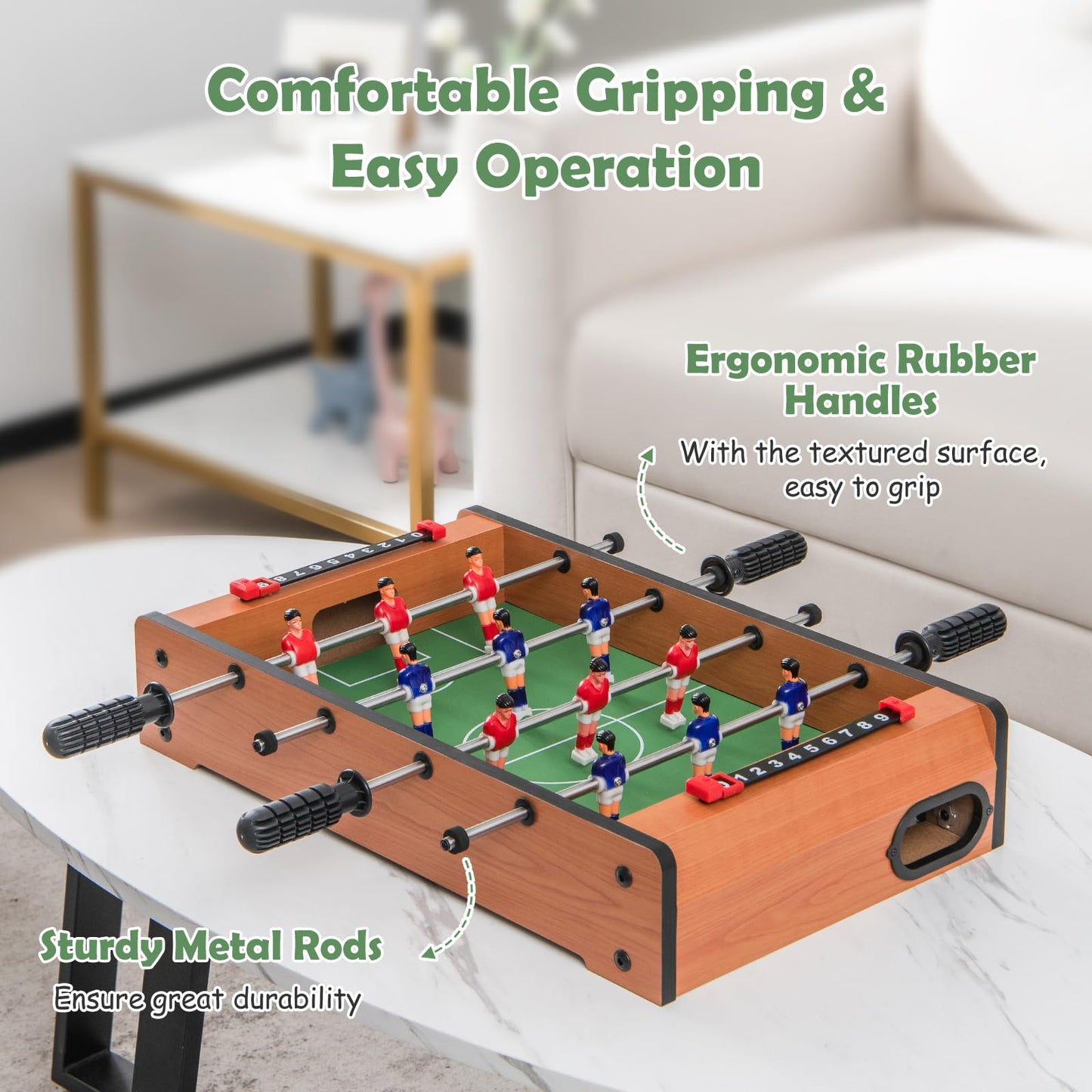 Goplus Foosball Table, 20 Inch Mini Tabletop Soccer Table with 2 Balls, Score Keepers, Portable Football Table for Kids, Family Night, Game Rooms