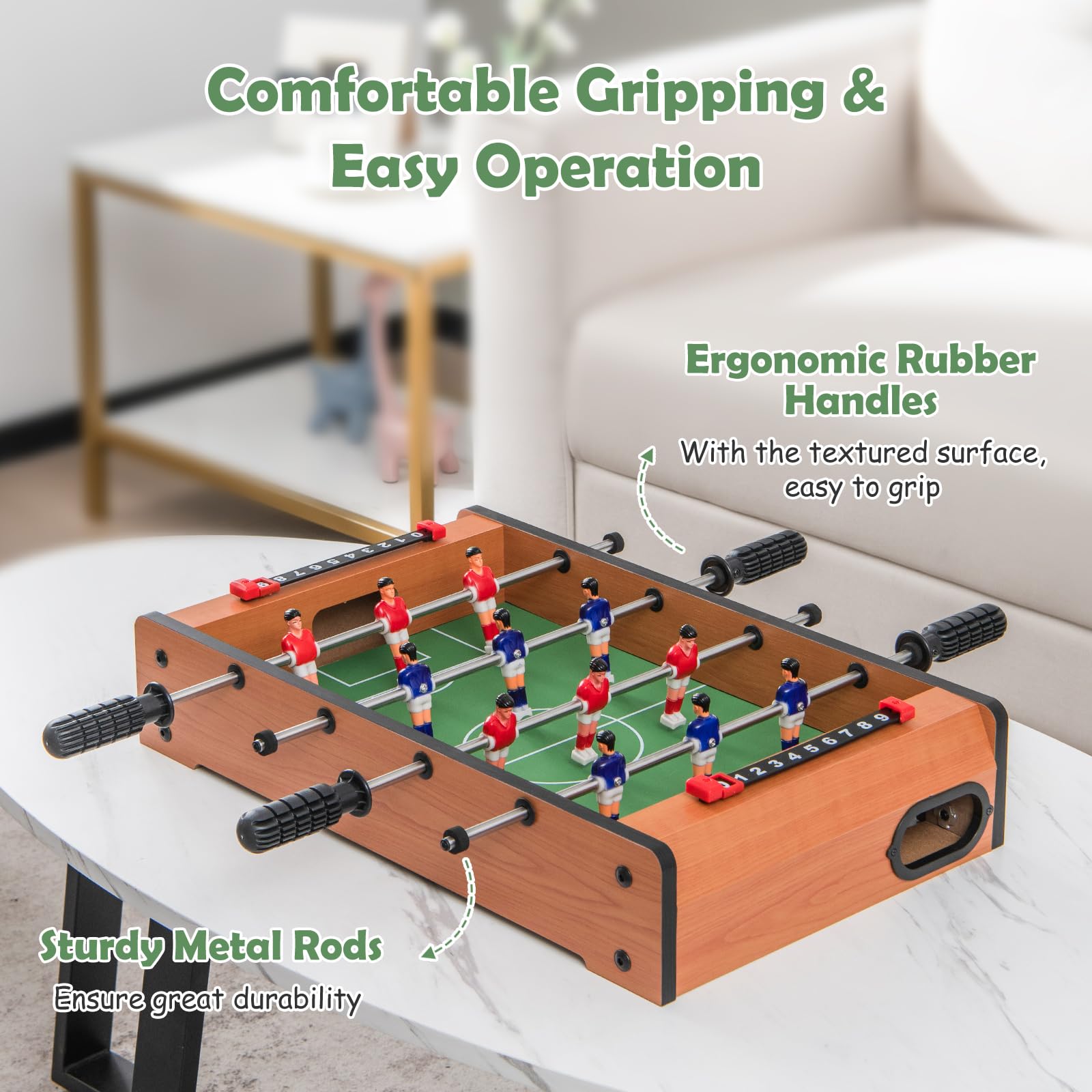 Goplus Foosball Table, 20 Inch Mini Tabletop Soccer Table with 2 Balls, Score Keepers, Portable Football Table for Kids, Family Night, Game Rooms