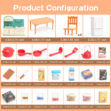 Dollhouse Furniture Set for Kids Toys Miniature Doll House Accessories Pretend Play Toys for Boys Girls & Toddlers Age 3+ with Kitchen