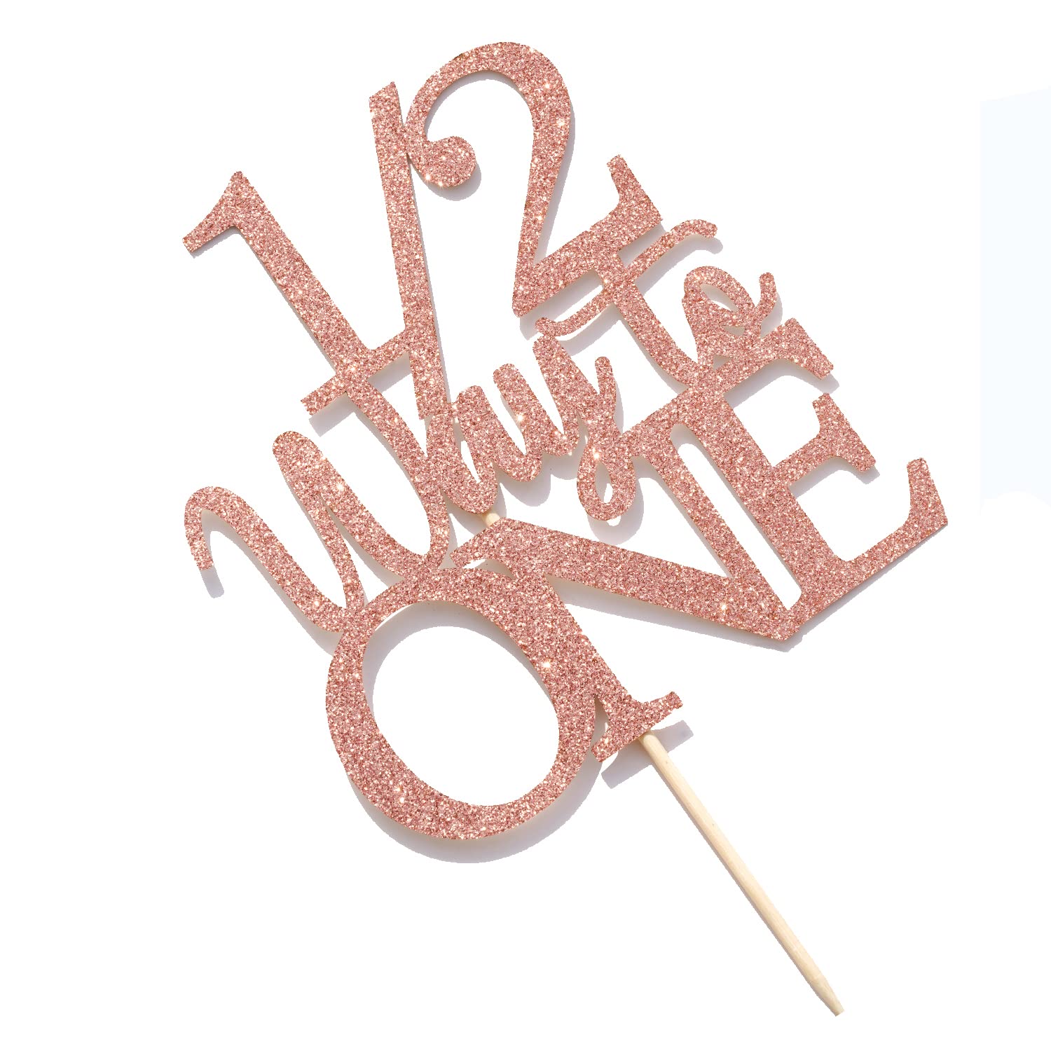 1/2 Way to One Cake Topper - Happy 1/2 Birthday Girl - Baby 6 Months Decorations, Half Birthday Party Decorations Rose Gold Glitter