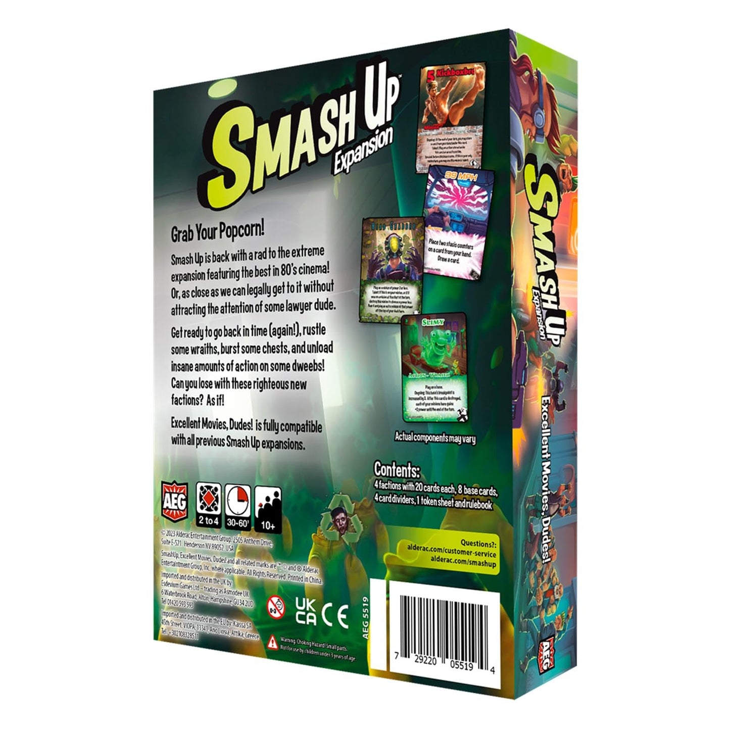 AEG Smash Up: Excellent Movies, Dudes! Expansion | 80's Card Game | Action Heroes, Backtimers, Extramorphs, Wraithrustlers | 2-4 Players | Ages 10+