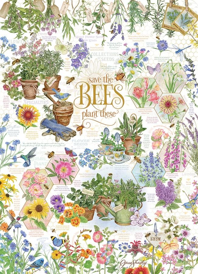 Cobble Hill 1000 Piece Puzzle - Save the Bees - Sample Poster Included