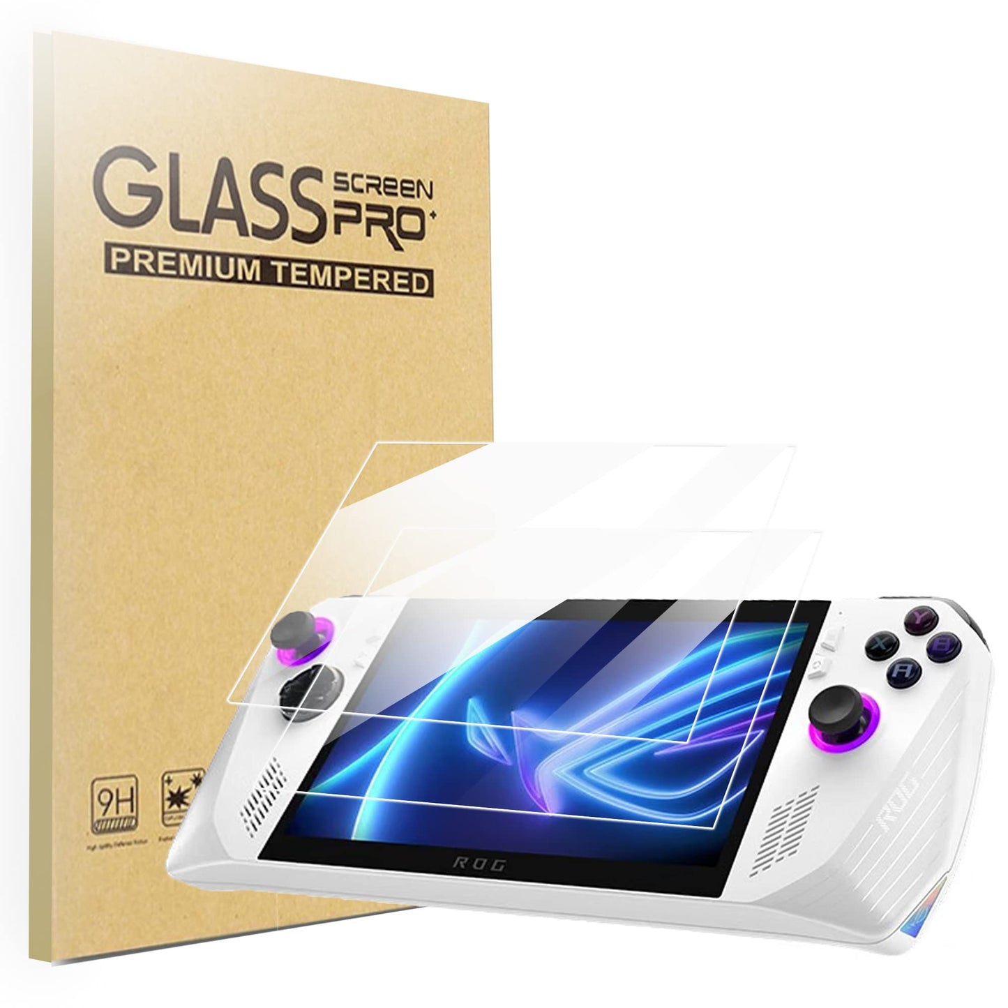 Lamshaw Compatible for ROG Ally Screen Protector, [2 Pack] 9H Tempered Glass Screen Protector Film Compatible for ROG Ally Handheld Game (2 pack)