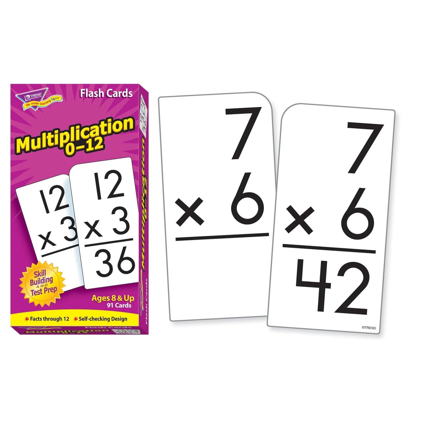 TREND ENTERPRISES: Multiplication 0-12 Skill Drill Flash Cards, Exciting Way for Everyone to Learn, Facts Through 12, Self-Checking, Great for Skill