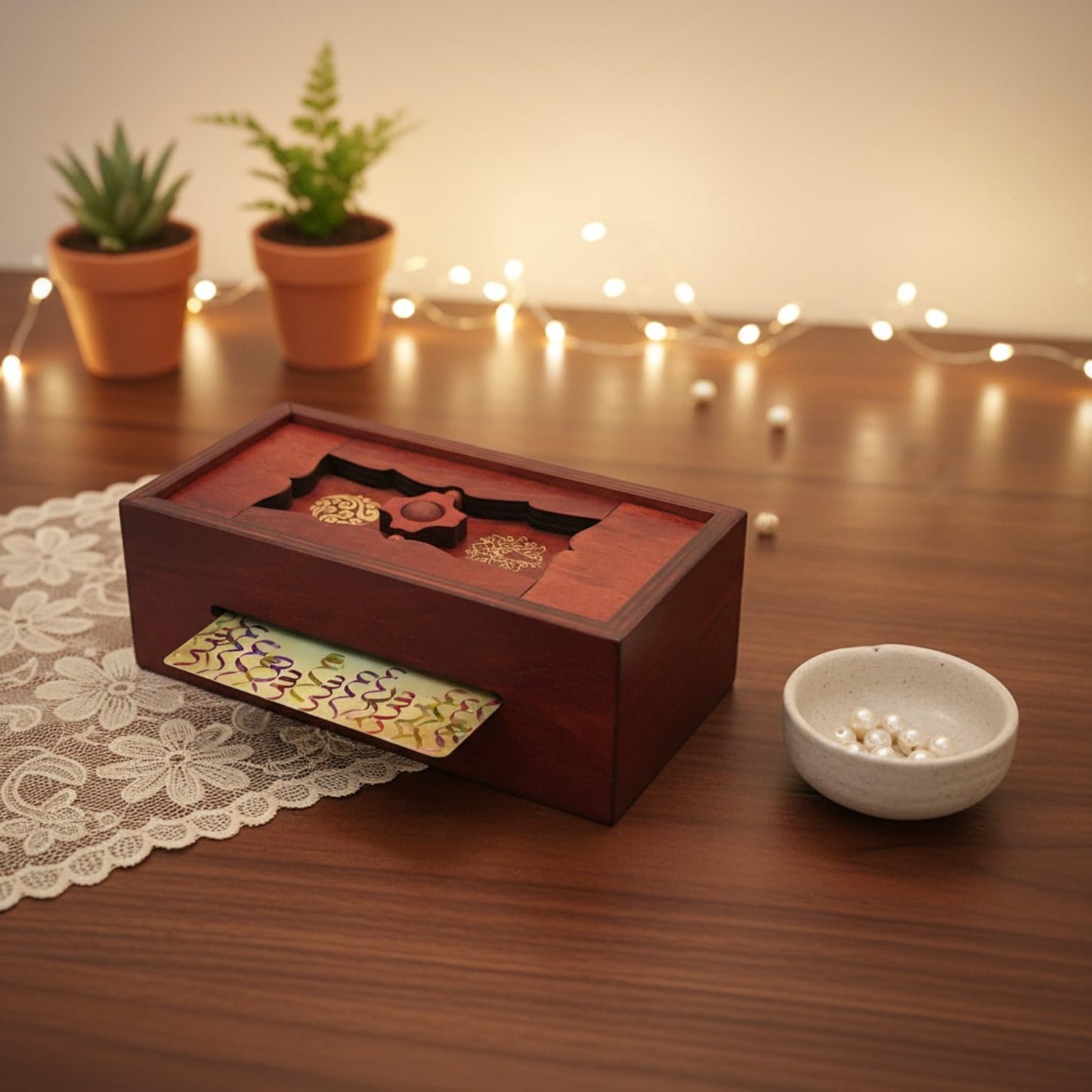 Good Luck Puzzle Box IQ Secret Money and Gift Card Holder Magic Trick Lock