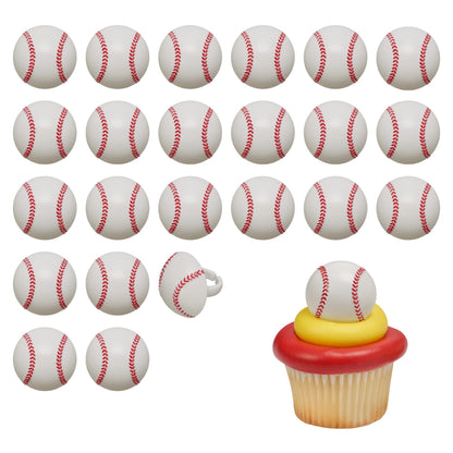 DecoPac Baseball Rings, Cupcake Decorations, Baseball Cupcake Toppers, Food Safe - 24 Pack