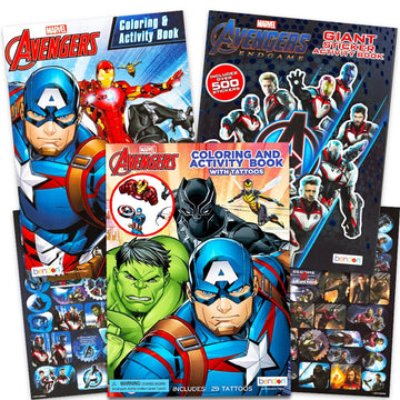 Marvel Avengers Coloring Book Super Set with Stickers (3 Jumbo Books - Over 300 Stickers Total Featuring Captain America, Thor, Hulk, Iron Man