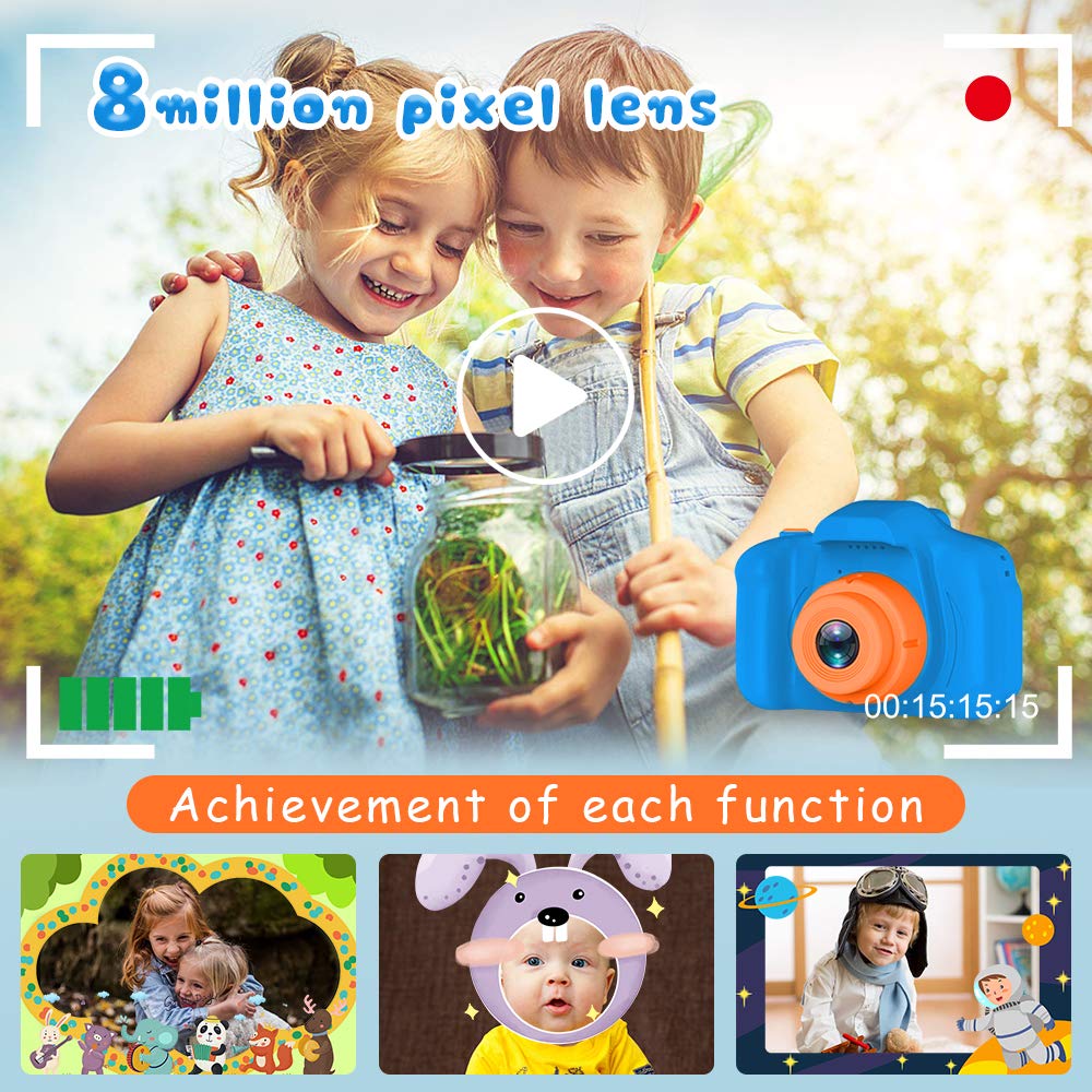 Seckton Upgrade Kids Selfie Camera, Christmas Birthday Gifts for Boys Age 3-9, HD Digital Video Cameras for Toddler, Portable Toy for 3 4 5 6 7 8 Year