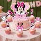 Pink Mouse Birthday Cake Topper for Girls, 25 Pcs Cute Mouse Cake Topper and Cupcake Toppers Set, Cartoon Themed Celebration Cake Decor, Perfect