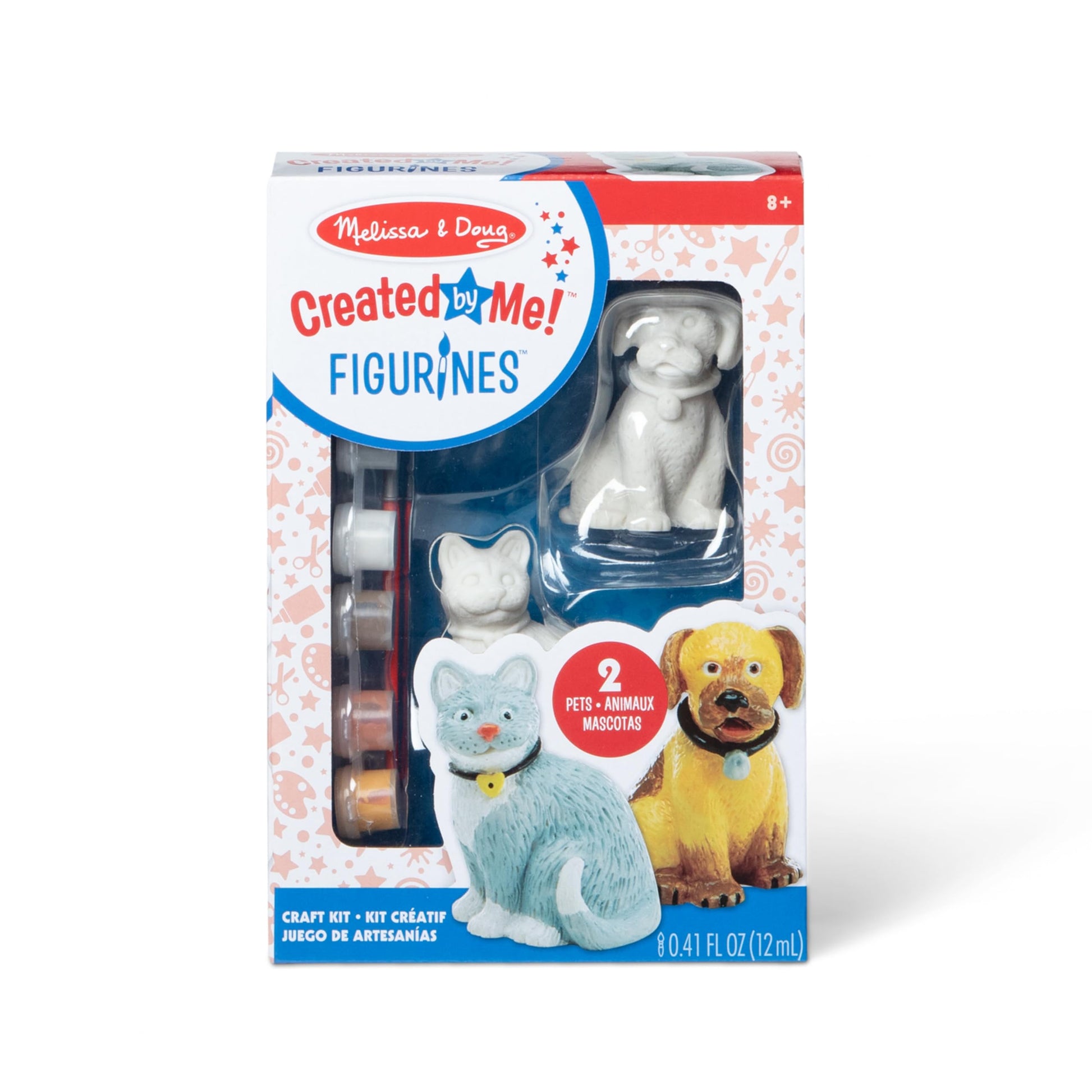 Melissa & Doug Created by Me! Pet Figurines Craft Kit (Resin Dog and Cat, 6 Paints, Paintbrush)