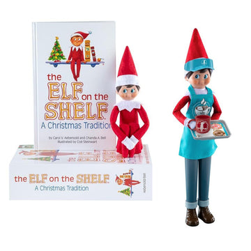 The Elf on the Shelf Christmas Tradition Box Set with Elf (Light Tone Boy), Story Book and MagiFreez Cocoa to Go Barista Accessory Set (Multi-Item