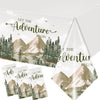 Gupesxu Adventure World Awaits Tablecloth - Travel Themed Table Decorations Disposable Exploration Travel Plastic Tablecloth for Baby Shower Birthday