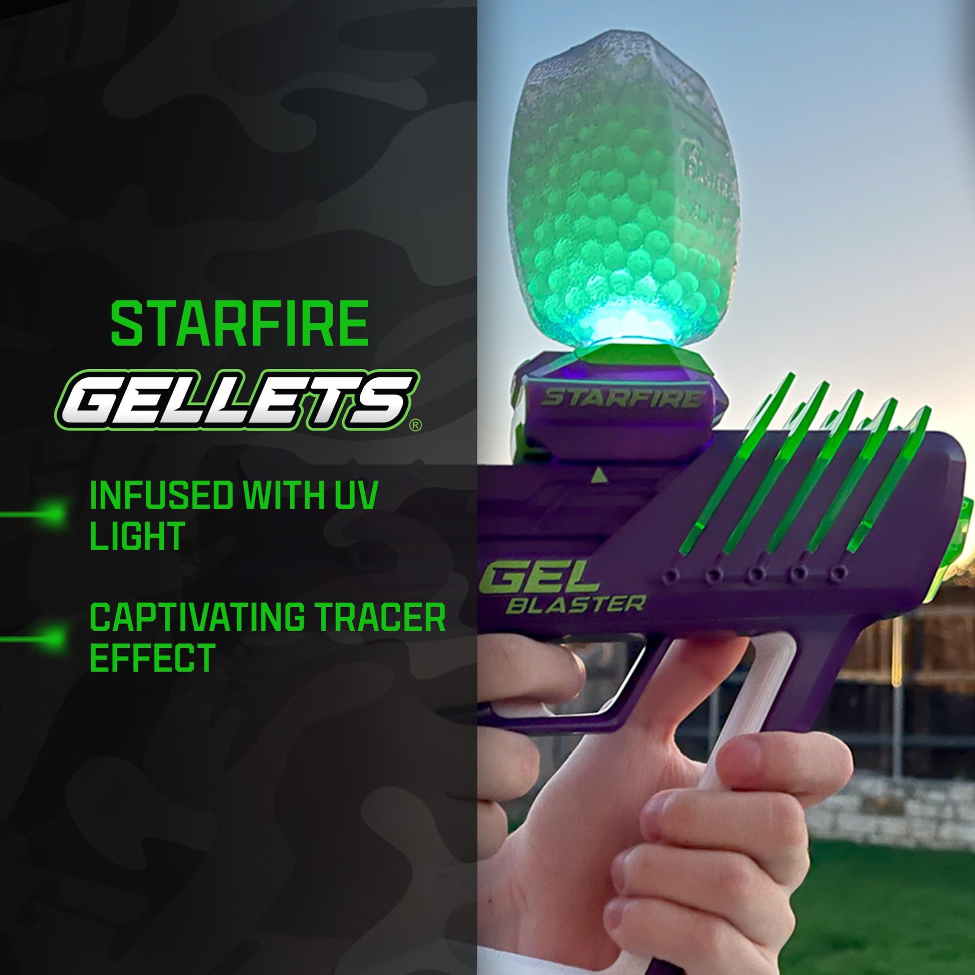 Gel Blaster Glow-in-The-Dark Starfire Activator Accessory with 5,000 Starfire Gellets Included - UV Light Attachment for Tracer Effects - Starfire