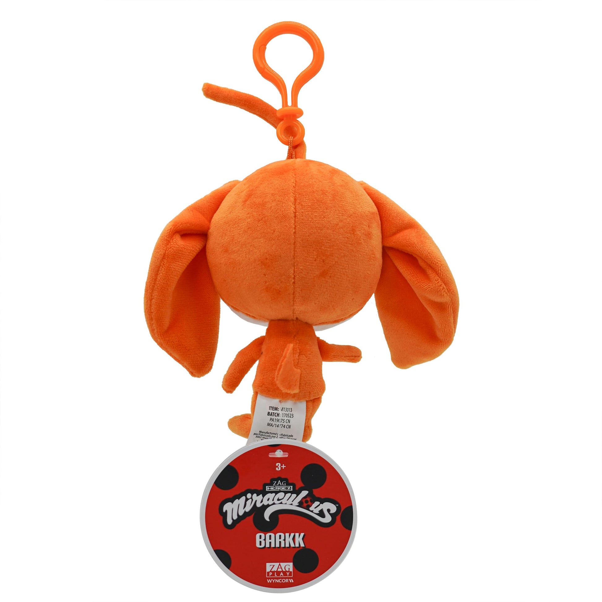 Miraculous Ladybug Kwami 5-inch Lifesize Backpack Keychains - Barkk The Dog Clip-On Toys - Portable Ladybug and Cat Noir Accessories, Keychain Plush
