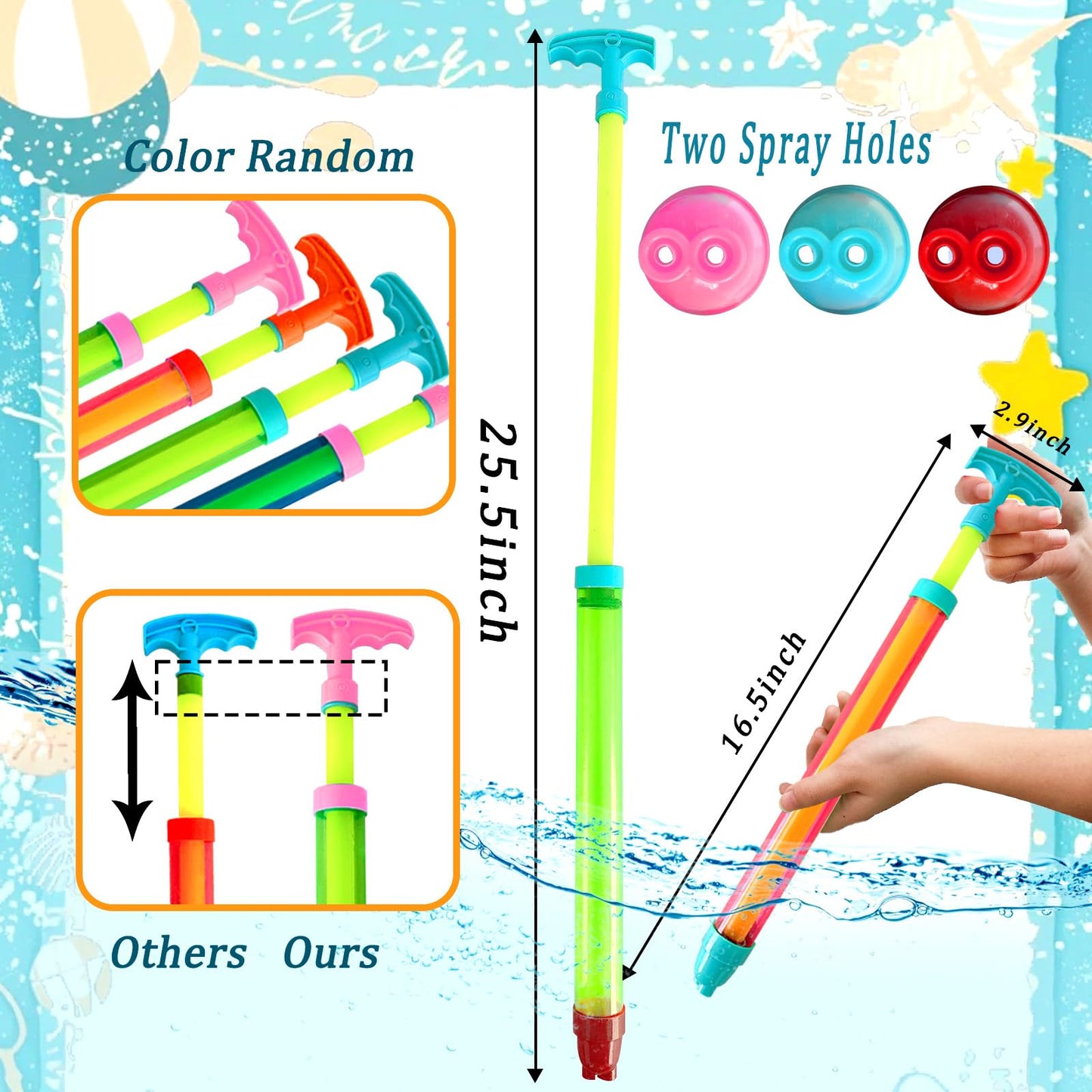 15pcs Water Shooter Blaster Squirt Guns Toys,Shoot Up to 35 Feet,16.5inch Water Spray Gun for Kids,Adults Summer Water Fighting,Swimming Pool,Beach