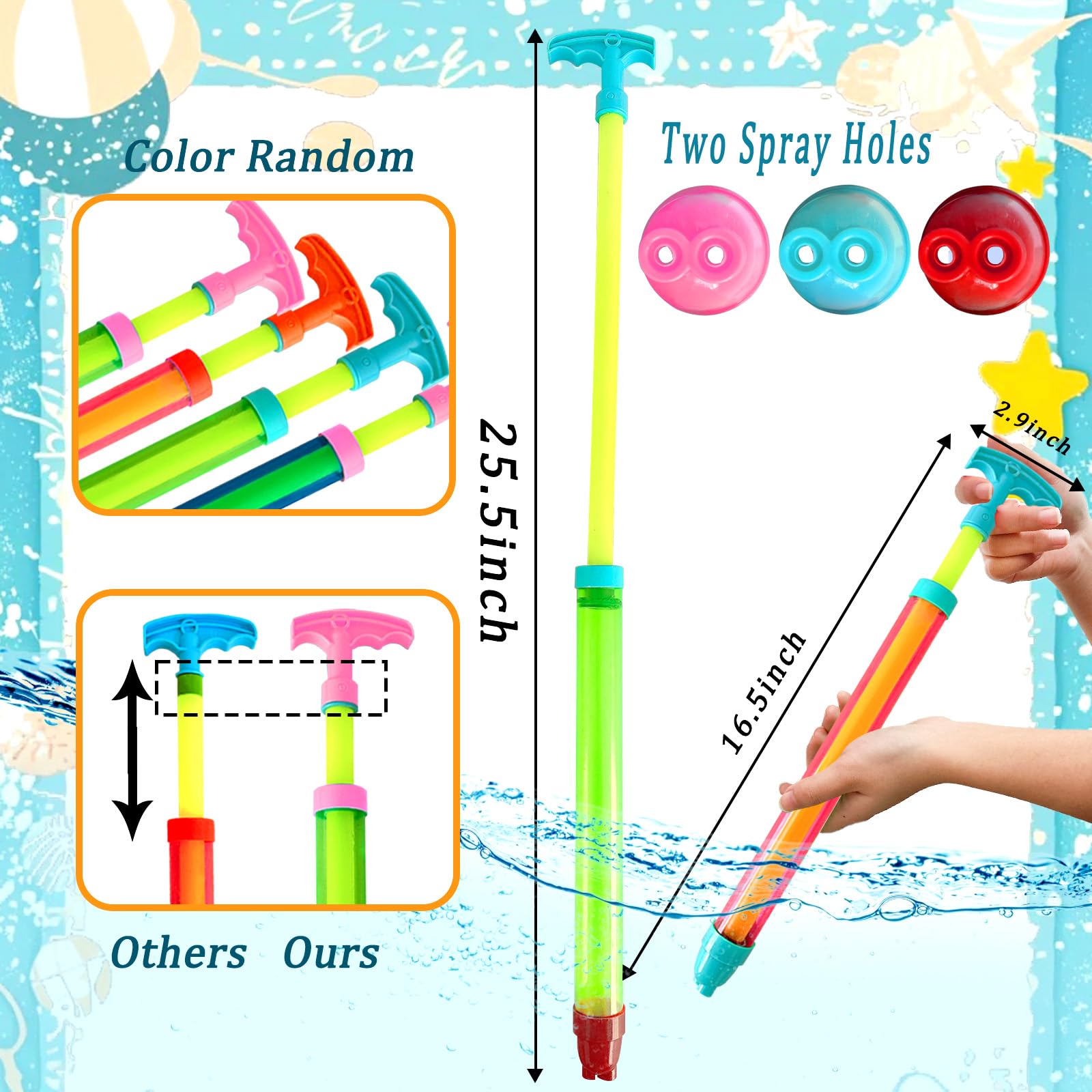 15pcs Water Shooter Blaster Squirt Guns Toys,Shoot Up to 35 Feet,16.5inch Water Spray Gun for Kids,Adults Summer Water Fighting,Swimming Pool,Beach