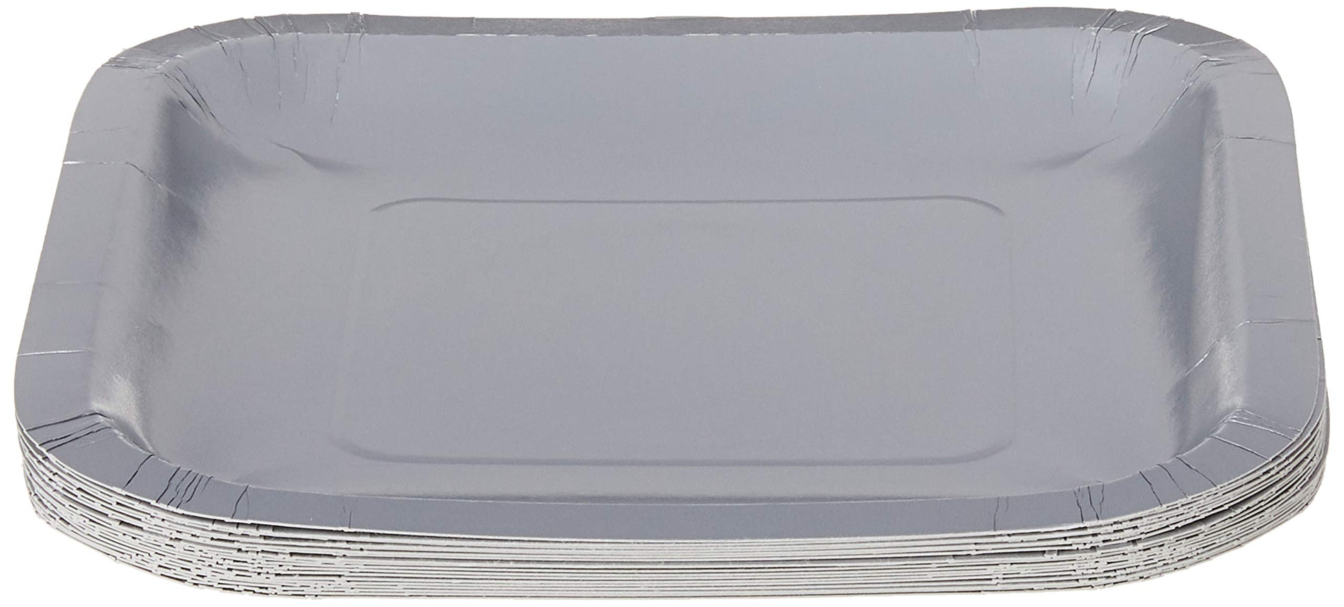 Creative Converting Touch of Color 18 Count Square Paper Lunch Plates, Shimmering Silver