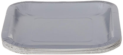 Creative Converting Touch of Color 18 Count Square Paper Lunch Plates, Shimmering Silver