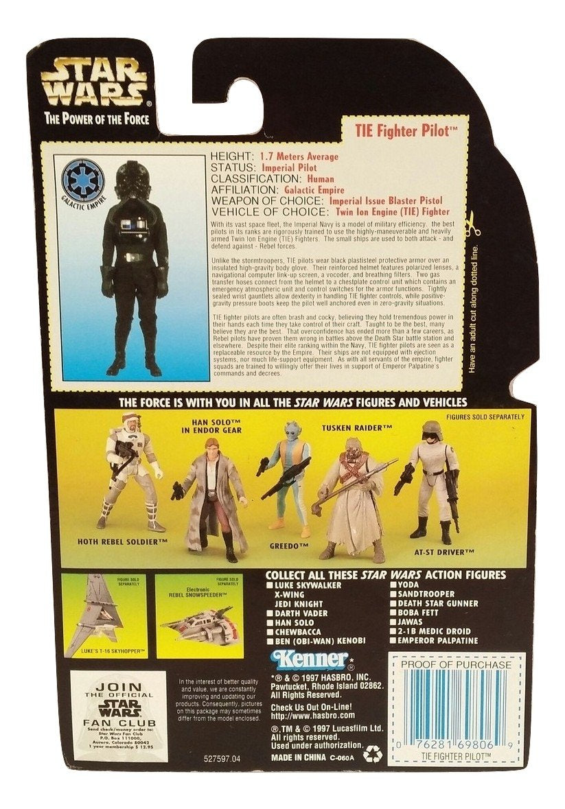 Star Wars The Power of The Force Action Figure - Tie Fighter Pilot - Green Card with Hologram Picture