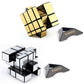 D-FantiX 2 Pack Gold & Silver Blocks Mirror Cube 3x3x3 with Display Stand