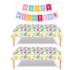 MEILINJIAN Easter Tablecloths 2 Pack Disposable Plastic with Happy Easter Paper Banner - 54x108 Inch Spring Party Decorations for Egg Hunt, Dinner