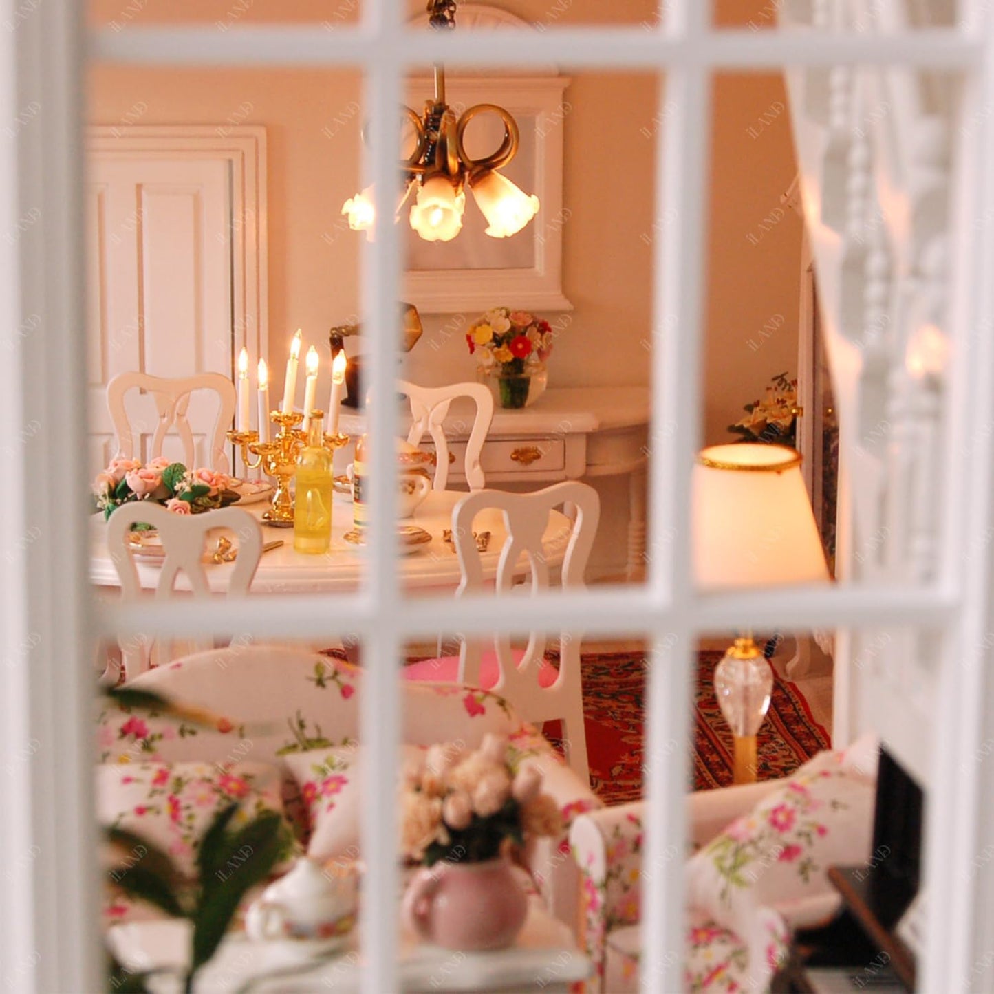 iLAND 1/12 Scale Accessories of Dollhouse Windows 2pcs White Solid Wood DIY Dollhouse Building Supplies Complete Classic Miniature Windows Kit