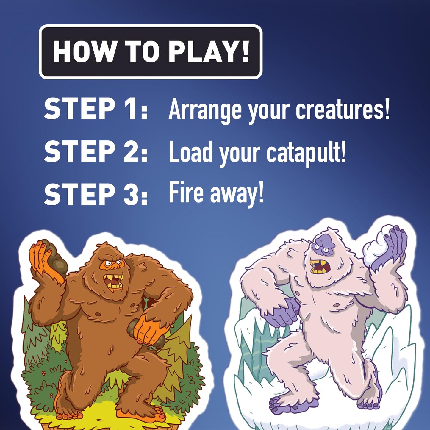 Bigfoot vs Yeti Catapult Game for Kids - Best Gift for Kids, Funny Cryptid Splat Attack Launching Battle Game, 2 Player Family Board Game, Interactive