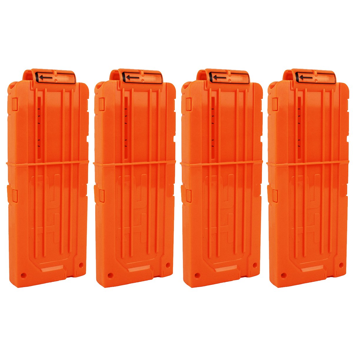 OIMIO Bullet Clips, 4 Pack 12-Darts Quick Reload Clips Magazine Clips for Nerf n-Strike Elite Blaster(Orange)
