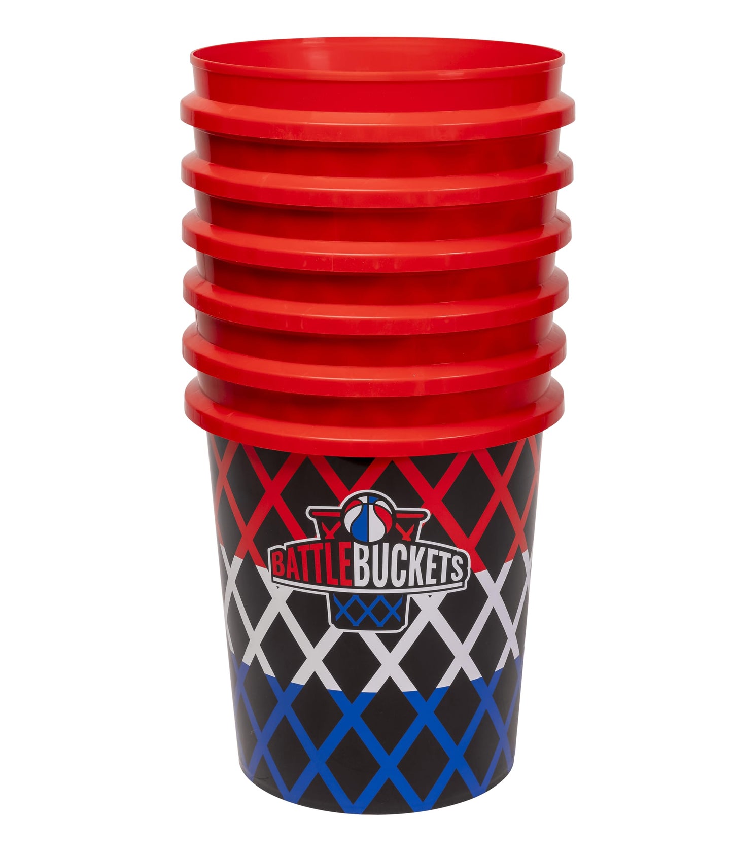 Battle Buckets - Giant Yard Pong and Basketball Game with 12 Buckets, 2 Balls, Carrying Bag, and Air Pump - Outdoor Game for Lawn, Backyard, Beach