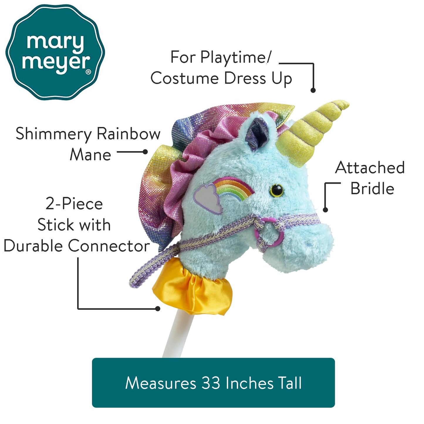 Mary Meyer Hobby Horse Toy Fancy Prancer Stick Horses, 33-Inches Tall, Unicorn