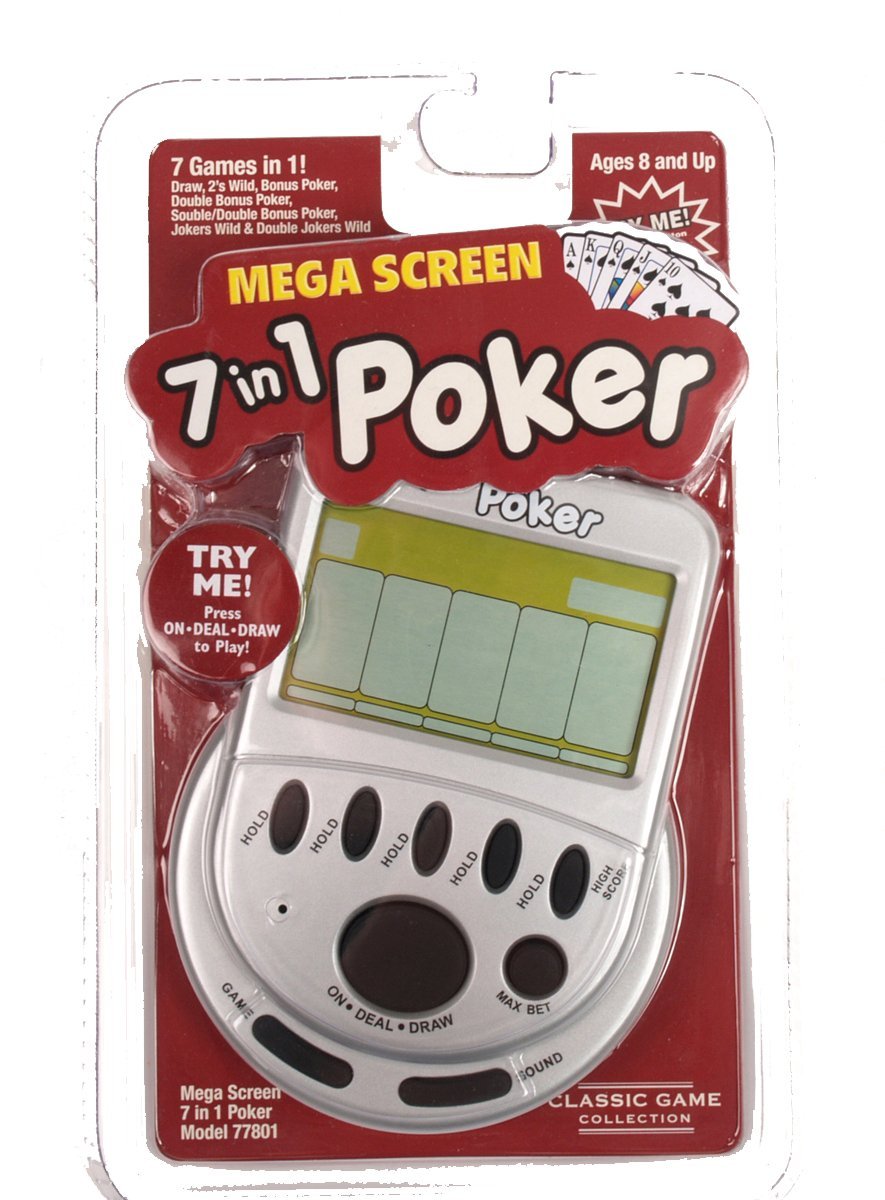 Classic Game Collection Gambling Electronic Game Pack - Mega Screen Solitaire & 7 in 1 Poker Handheld Games (Ages 156+)