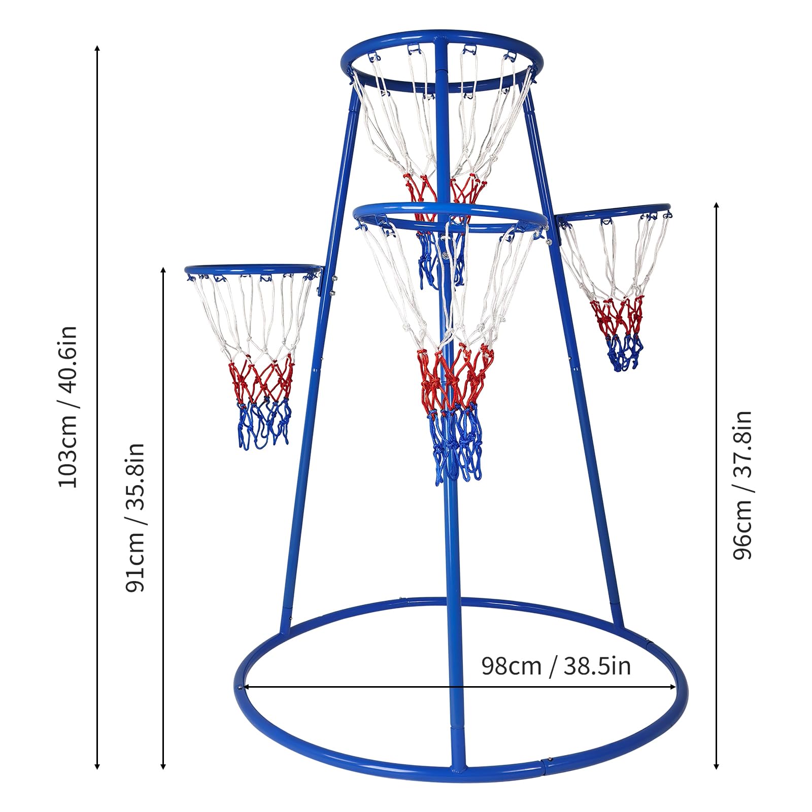 Garvee 4 Basketball Hoop for Toddlers, Basketball Hoop Outdoor, Preschool Toy for Ages 3+, Includes 4 Basketballs and Air Pump, Fun Ball Game for Kids