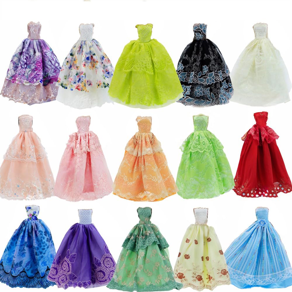 GIETIOS 5Pcs Handmade Clothes Dress for Doll Wedding Party Dresses Gown Outfit Costume Suit for 11.5 inch Dolls Random Style