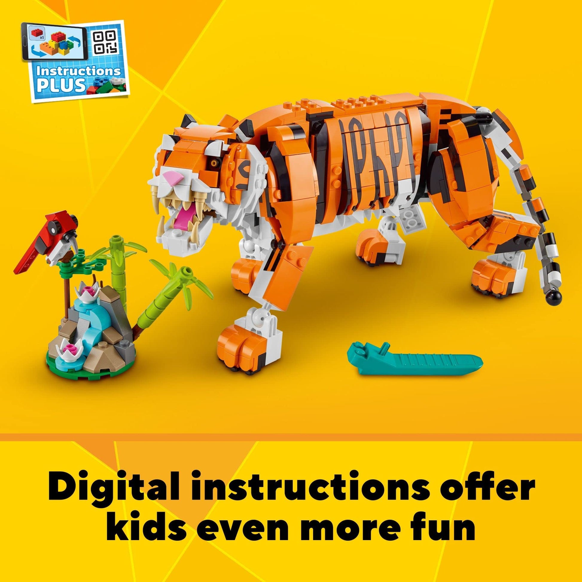 LEGO Creator 3 in 1 Majestic Tiger Building Set, Transforms from Tiger to Panda or Koi Fish Set, Animal Figures, Collectible Building Toy, Gifts