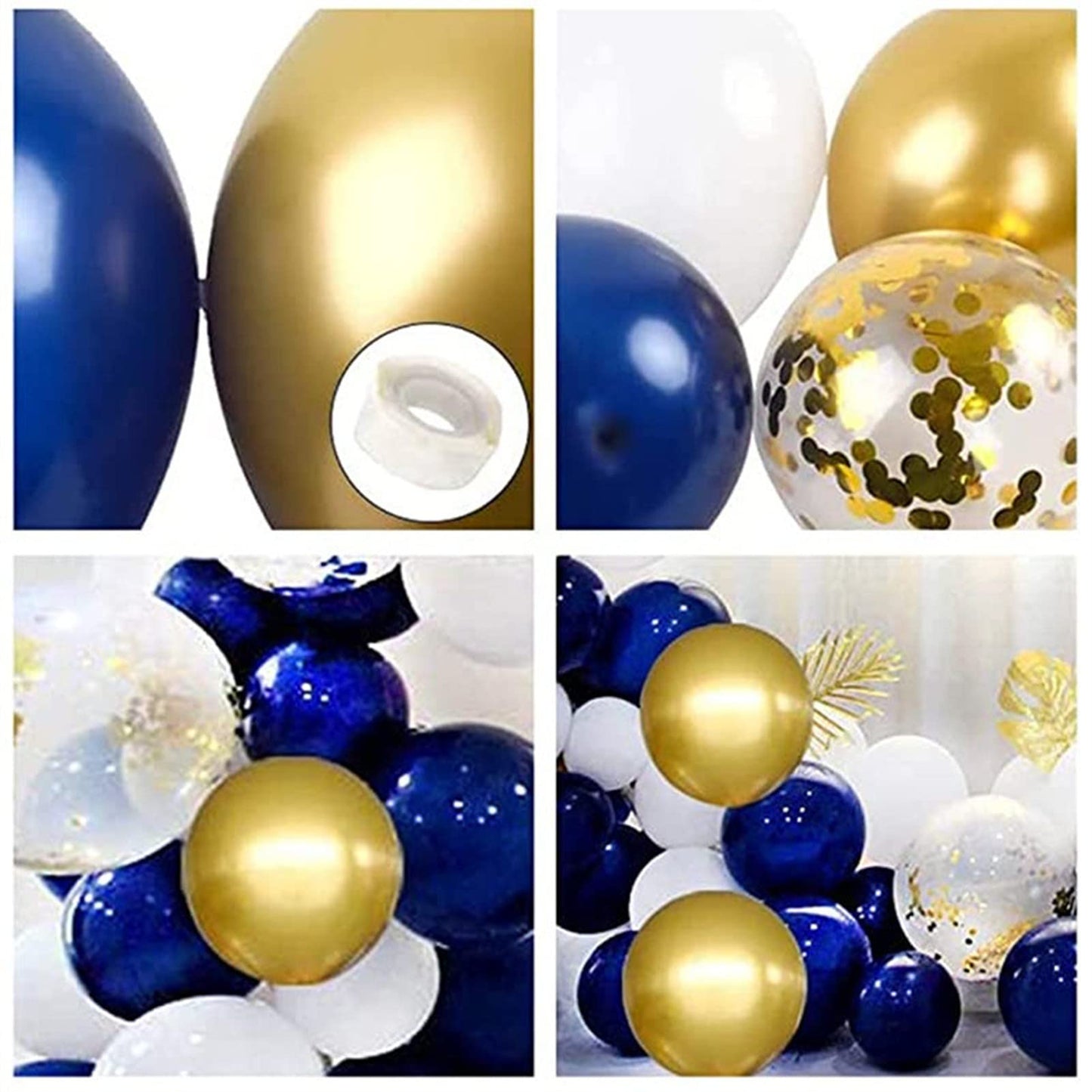 121 Pack Navy Blue Balloons Garland Kit Gold Balloons Different Sizes 18/12/10/5 Inch Party Balloon Kit Chrome Gold Balloons for Wedding Graduation