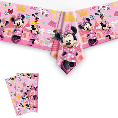 WETIM 2Pack Minnie Tablecloth Disposable Tablecover Birthday Party Supplies and Decorations for Kid Boy Baby Shower Minnie Tables 70"X42"